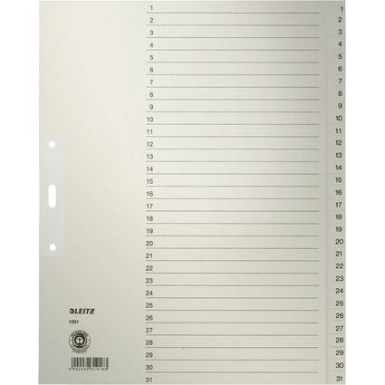 LEITZ Intercalaires en papier naturel, numrot, format A4
