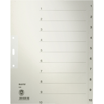 LEITZ Intercalaires en papier naturel, numrot, format A4