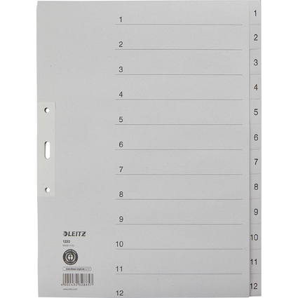 LEITZ Intercalaires en papier naturel, numéroté, format A4
