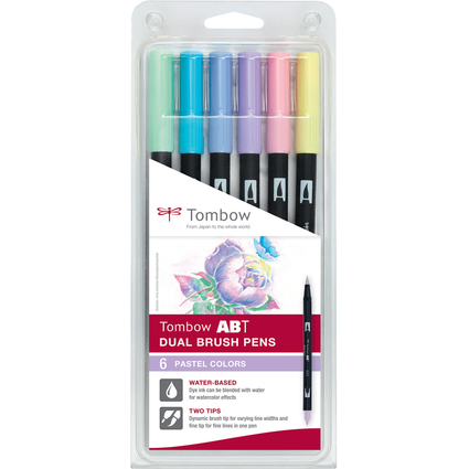 Tombow Feutre double pointe ABT DUAL BRUSH PEN, tons pastel