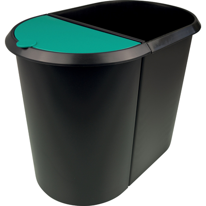 helit Corbeille  papier "the double", oval, PE, noir/vert