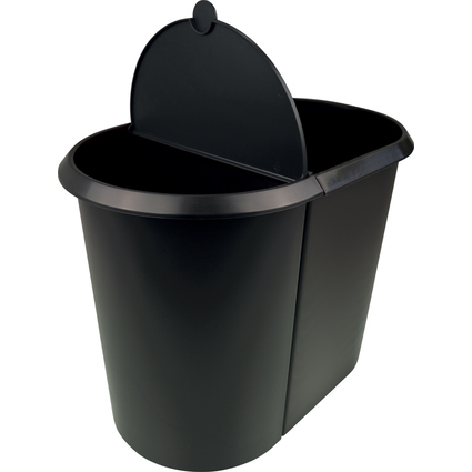 helit Corbeille  papier "the double", oval, PE, noir