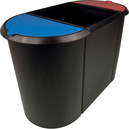 helit Corbeille  papier "the triple", oval, PE, noir/rouge/