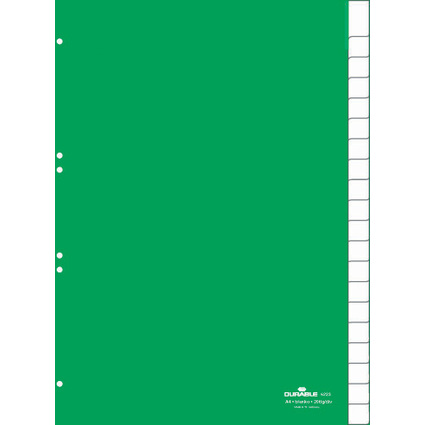 DURABLE Intercalaires en plastique, PP, 20 touches