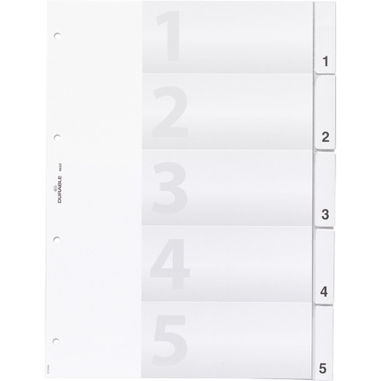 DURABLE Intercalaires en plastique, A4, 5 touches, transp.