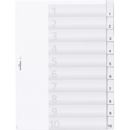 DURABLE Intercalaires en plastique, A4, 10 touches, transp.