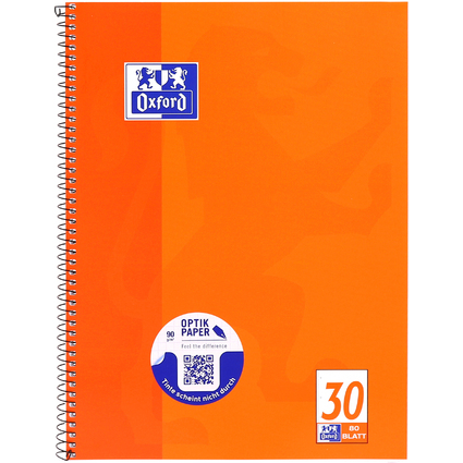 Oxford Cahier  spirale, A4+, uni, 160 pages, orange