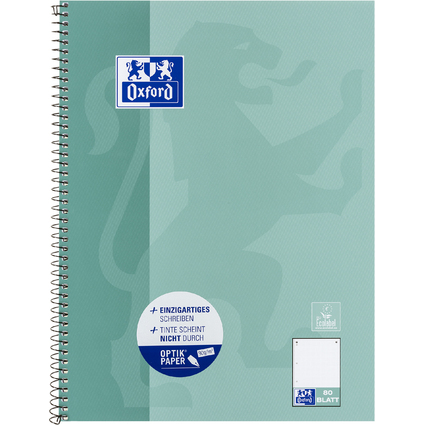 Oxford Cahier  spirale, A4+, pointill, 160 pages,turquoise