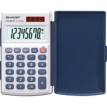SHARP Calculatrice EL-243 S, fonctionnement solaire/batterie