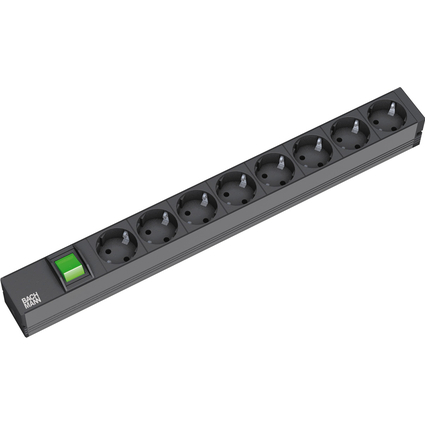 BACHMANN 19" Steckdosenleiste, 8-fach, mit Schalter, schwarz