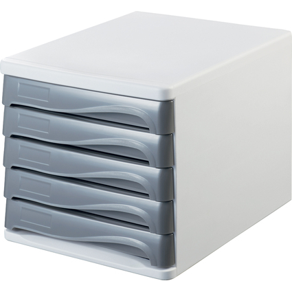 helit Module de classement "the wave", 5 tiroirs, blanc/gris