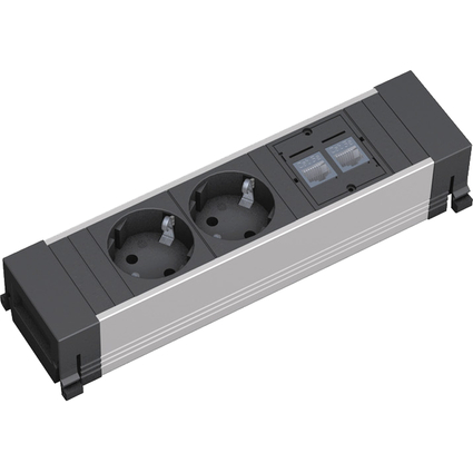 BACHMANN Bloc multiprise Power Frame, 2 prises, 2 Cat.5e