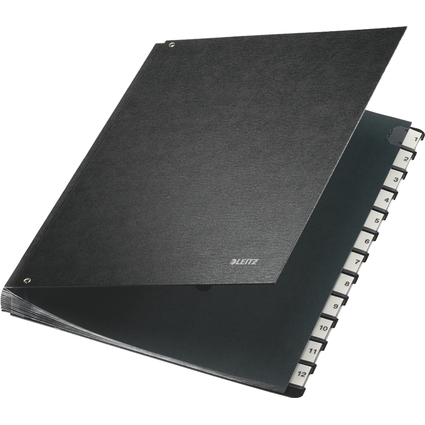 LEITZ Classeur  soufflet, A4, 1-12, 12 compartiments, noir,
