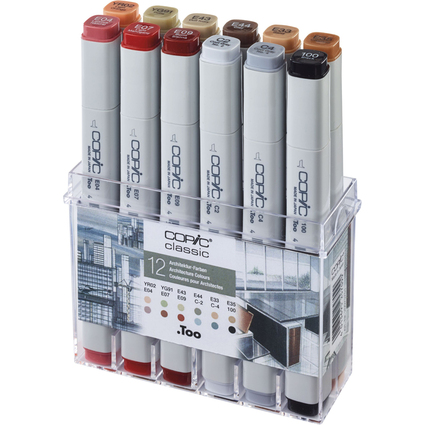 COPIC Marqueur classic, set de 12 couleurs architectes