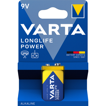 VARTA Pile alcaline Longlife Power, E-Bloc (9V/6LR61)