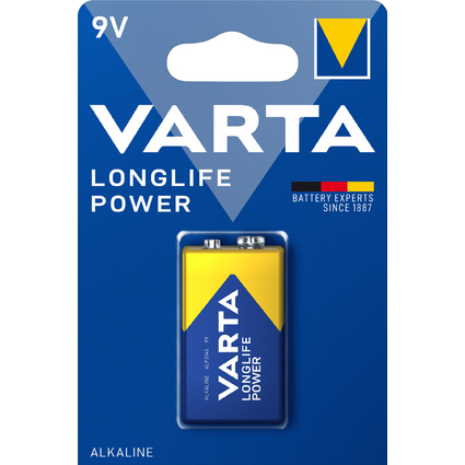 VARTA Pile alcaline Longlife Power, E-Bloc (9V/6LR61)