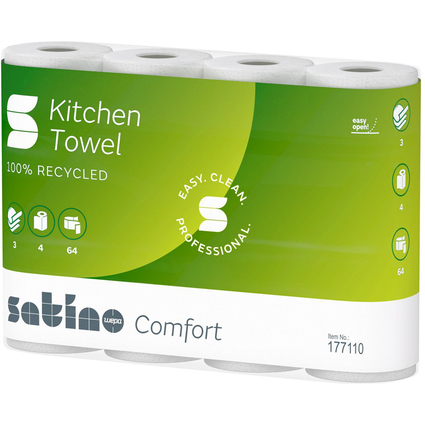 satino by wepa Essuie-tout Comfort, 3 couches, extra blanc