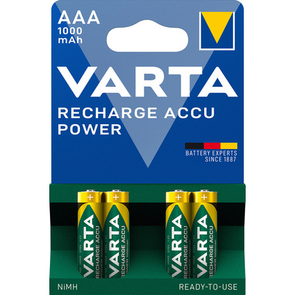 VARTA Pile NiMH "Rechargeable Accu", Micro (AAA), 1 000 mAh