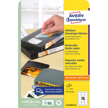 AVERY Zweckform Etiquettes Stick+Lift pour disquettes ZIP