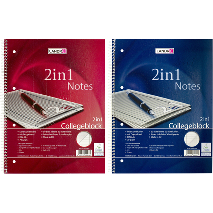 LANDR Collegeblock "2 en 1" format A4, 2 linatures,