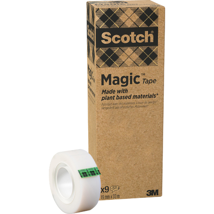 3M Scotch Ruban adhsif Magic 900, 19 mm x 33 m, paquet de 9