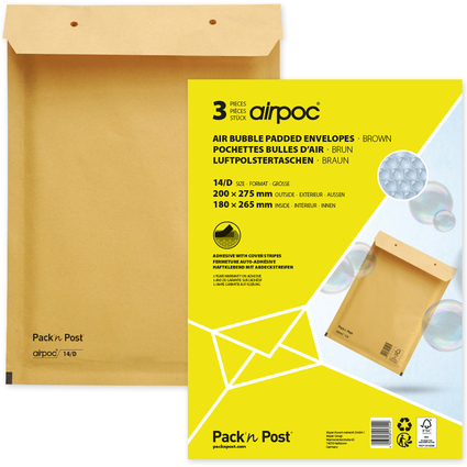 MAILmedia Pochettes d'expdition matelasses, typ 14/D, brun