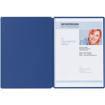PAGNA Bewerbungsmappe "Solo", DIN A4, aus Karton, blau