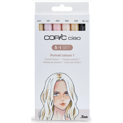 COPIC Marqueur ciao, kit de 5+1 "Portrait 1"