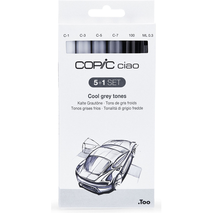 COPIC Kit de marqueurs ciao 5+1, couleurs grises