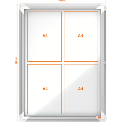 nobo Vitrine d'affichage Premium Plus, fond en mtal, 4x A4