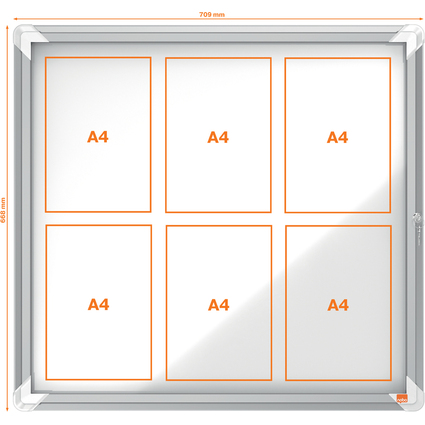 nobo Vitrine d'affichage Premium Plus, fond en mtal, 6x A4