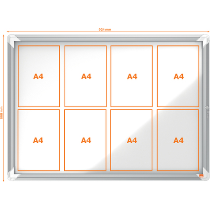 nobo Vitrine d'affichage Premium Plus, fond en mtal, 8x A4