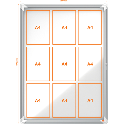nobo Vitrine d'affichage Premium Plus, fond en mtal, 9x A4