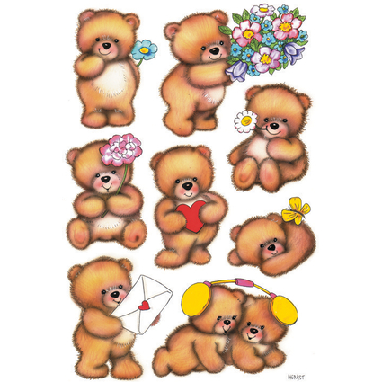 HERMA Stickers DECOR "ours avec fleurs"