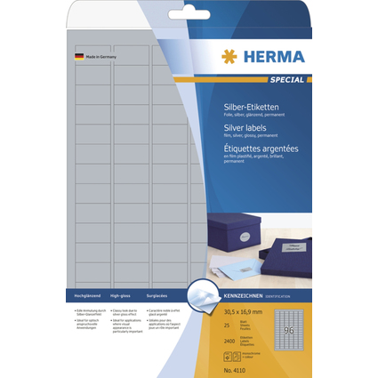 HERMA Etiquette en film SPECIAL, 30,5 x 16,9 mm, argent
