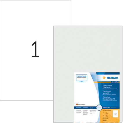 HERMA Etiquette en film, transparent, A3, 297 x 420 mm