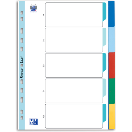 Oxford Intercalaires en plastique, A4, onglets en couleur