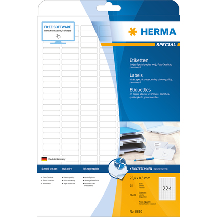 HERMA Etiquette jet d'encre SPECIAL, 25,4 x 8,5 mm, blanc