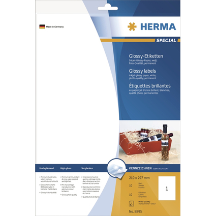 HERMA Etiquette haute brillance 210 x 297 mm, blanc