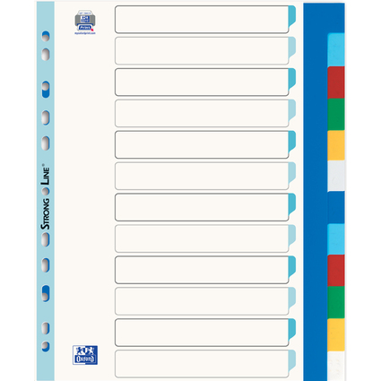 Oxford Intercalaires en plastique, uni, A4+, 12 touches