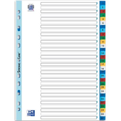 Oxford Intercalaire en plastique, A4+, color, 31 pices