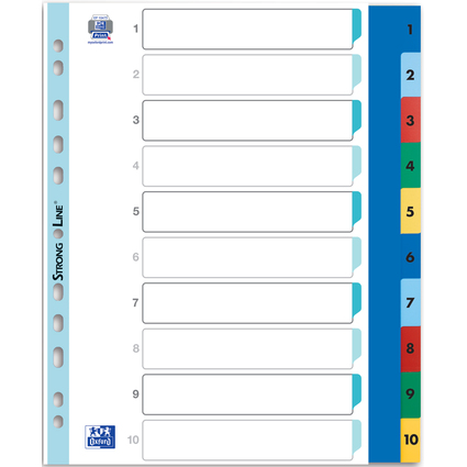 Oxford Intercalaire en plastique, A4+, color, 10 pices