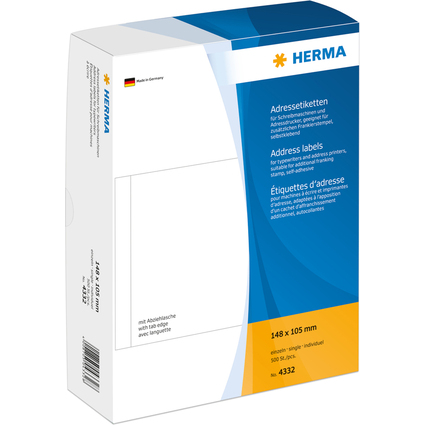 HERMA Etiquette d'adresse, 148 x 105 mm, seule, blanc