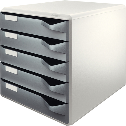 LEITZ Module de classement, 5 tiroirs, gris-clair/gris-fonc