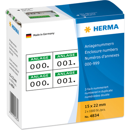 HERMA Numro d'annexes, 15 x 22 mm, autocollant, vert