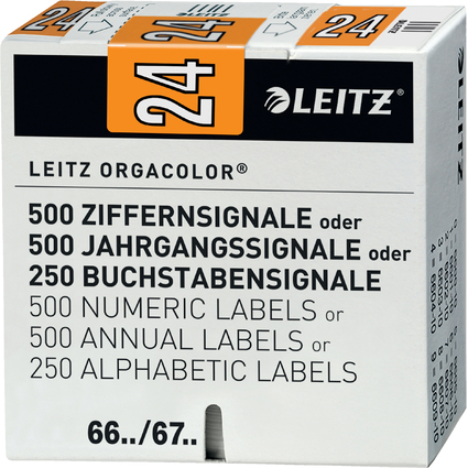 LEITZ Étiquette année Orgacolor "24", sur rouleau, orange