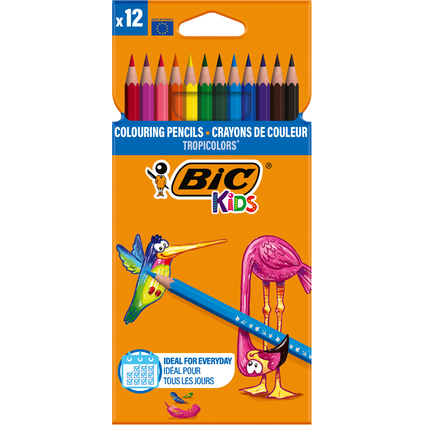 BIC KIDS Crayons de couleur Tropicolors 2, tui carton de 12