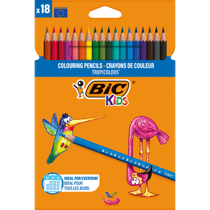 BIC KIDS Crayons de couleur Tropicolors , tui carton de 18