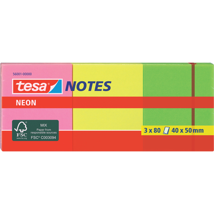 tesa Bloc de notes adhsives couleurs non, 40 x 50 mm