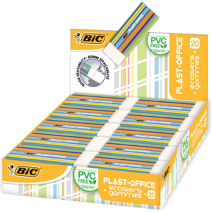 BIC Gomme en plastique Plast-Office, prsentoir de table